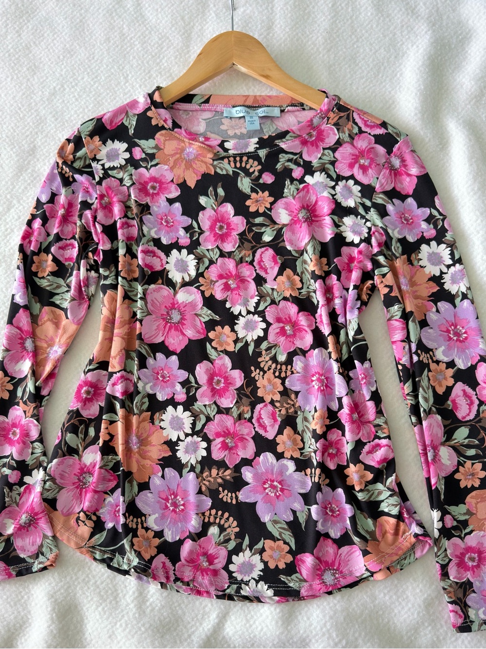 Blue Sol, new, Long-Sleeve Floral Tee